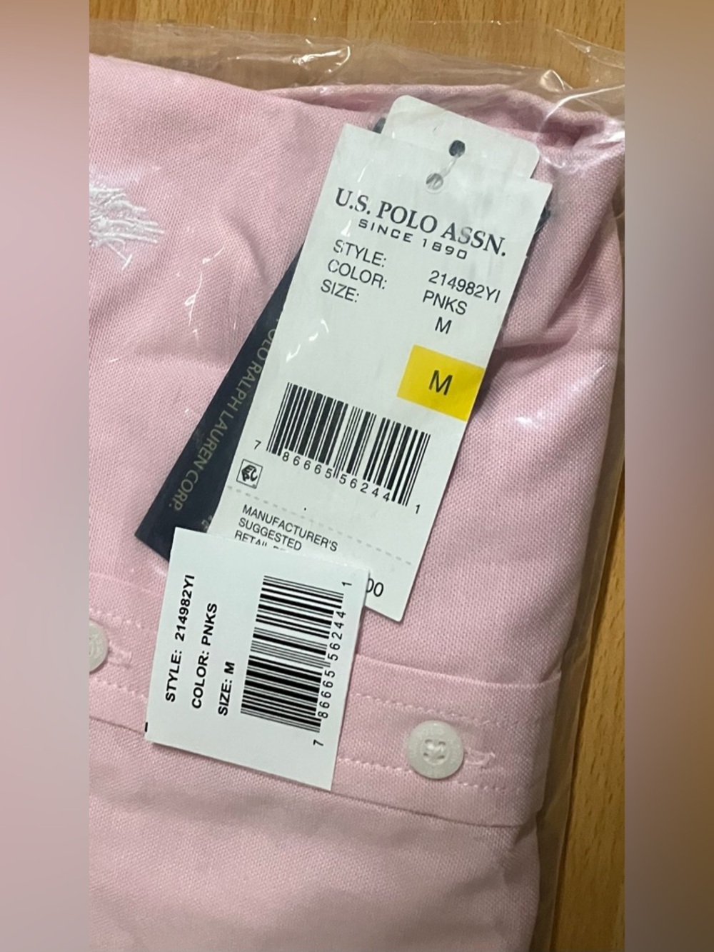 US Polo Association Light Pink Oxford Shirt Dress/Tie Waist/Pale Blue Accent: M - Picture 8 of 8